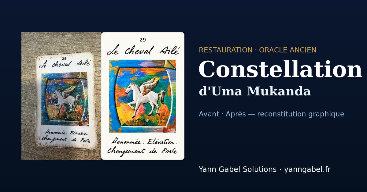 Restauration de l'Oracle Constellation d'Uma Mukanda : avant / après d'une carte ancienne